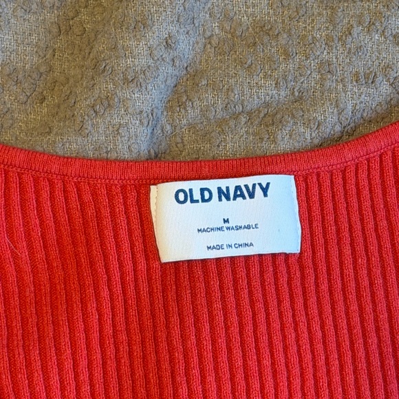 Red Ribbed Long Sleeve Top - Picture 3 of 3